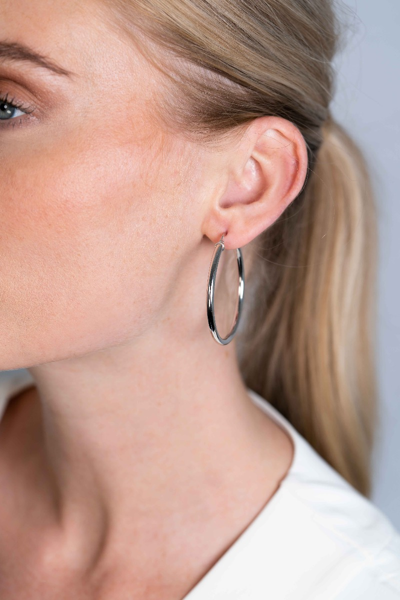 46mm ZINZI Sterling Silver Hoop Earrings 46x3mm ZIO2180