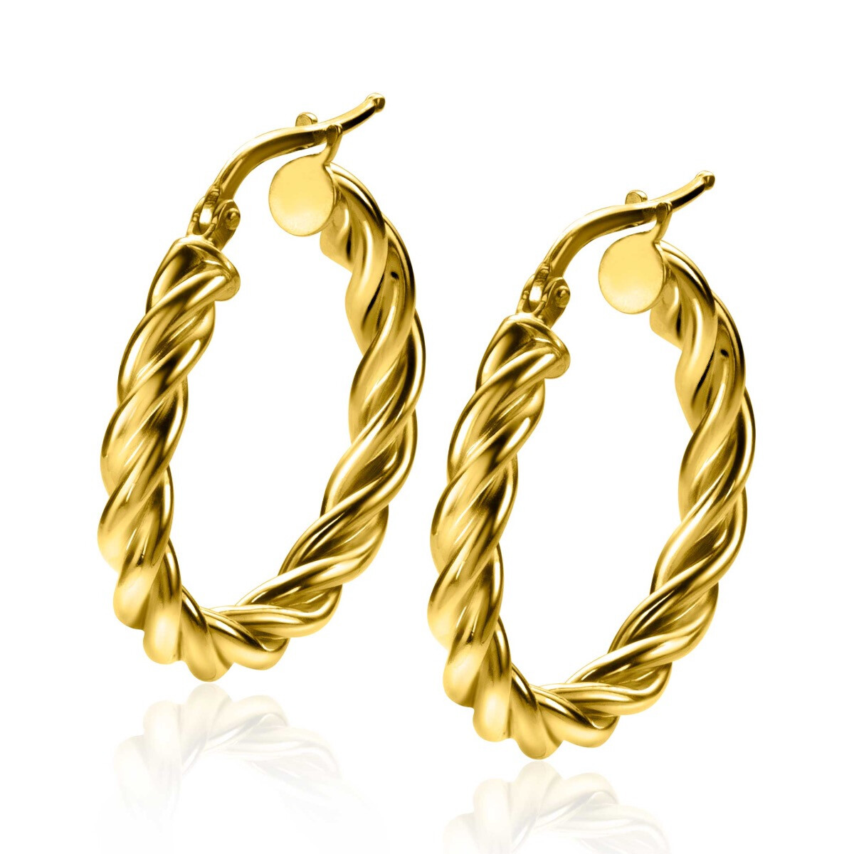 26mm ZINZI Gold Plated Sterling Silver Hoop Earrings with Twisted Tube width 4mm ZIO2281G