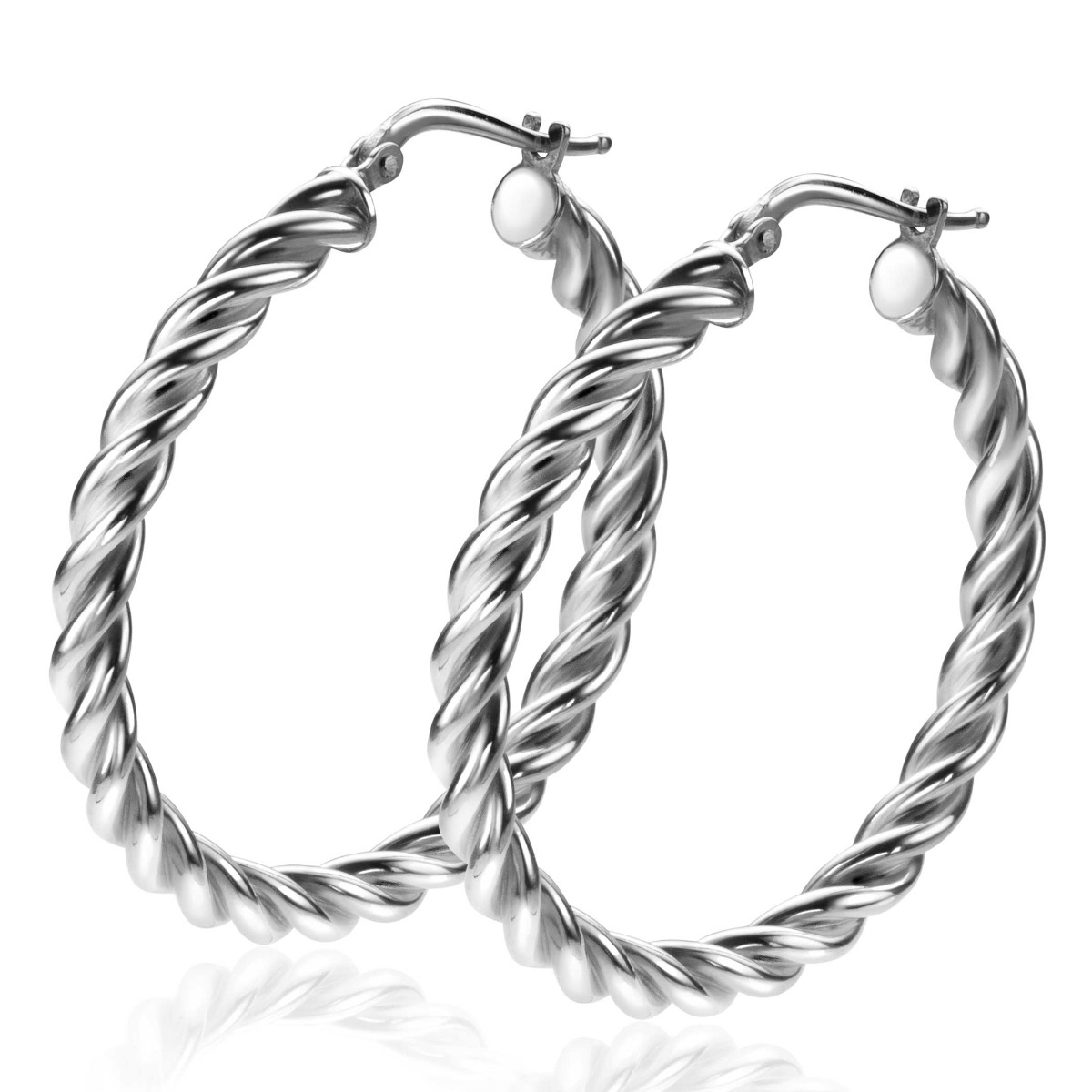 37mm ZINZI Sterling Silver Hoop Earrings with Twisted Tube width 4mm ZIO2282