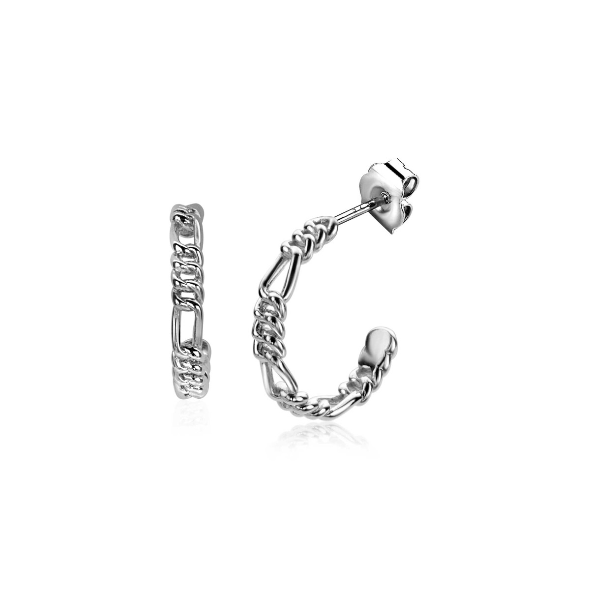 17mm ZINZI Sterling Silver Earrings with Figaro Chain 17x3mm ZIO2291