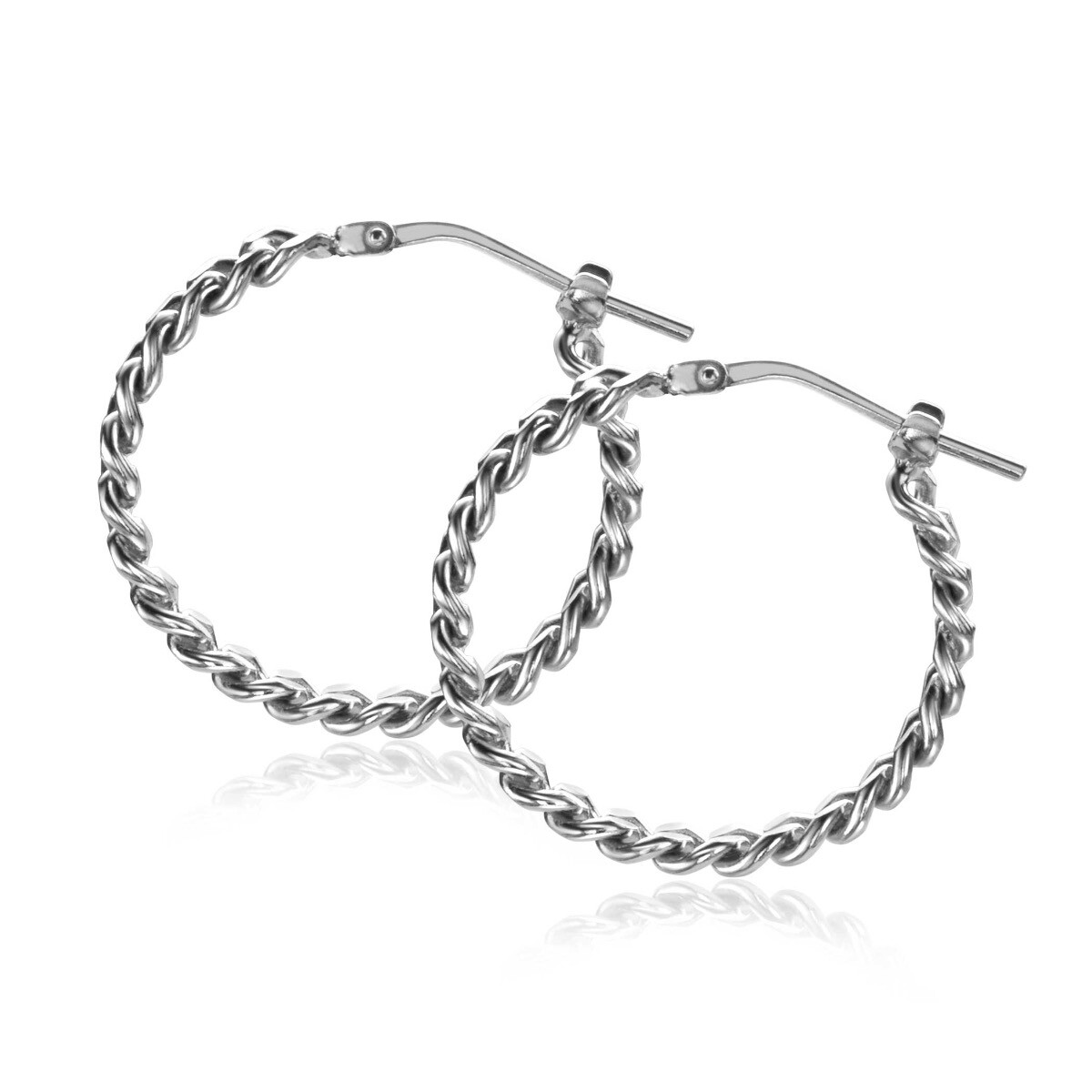23mm ZINZI Sterling Silver Hoop Earrings with Curb Chain width 3,5mm ZIO2334