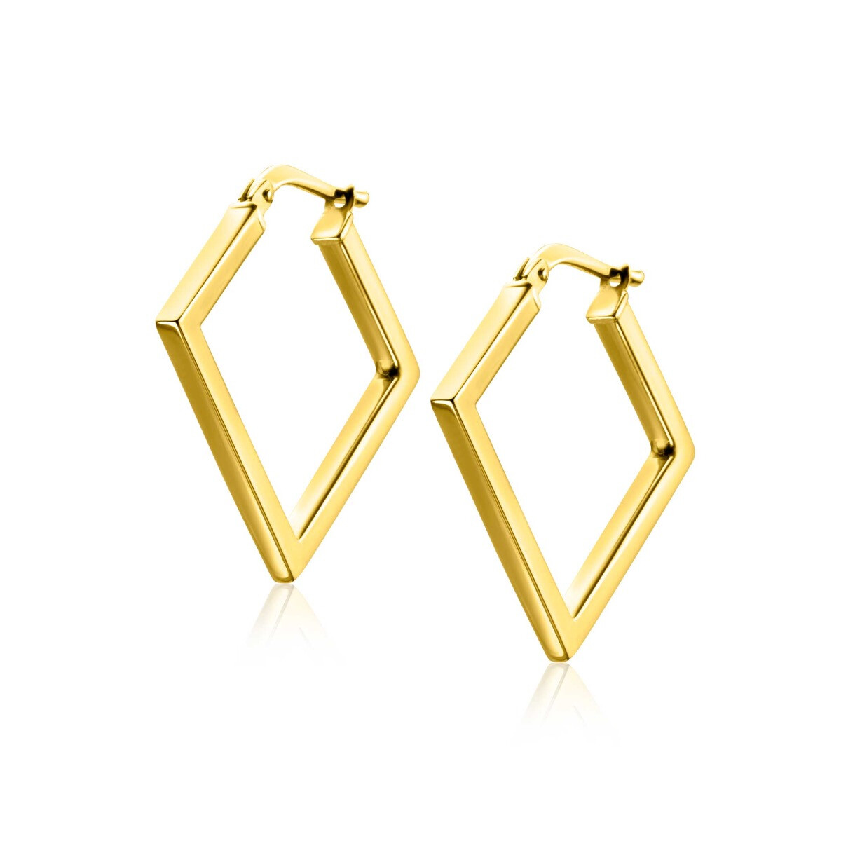 20mm ZINZI Gold Plated Sterling Silver Trendy Hoop Earrings Square Shape width tube 2mm ZIO2336G