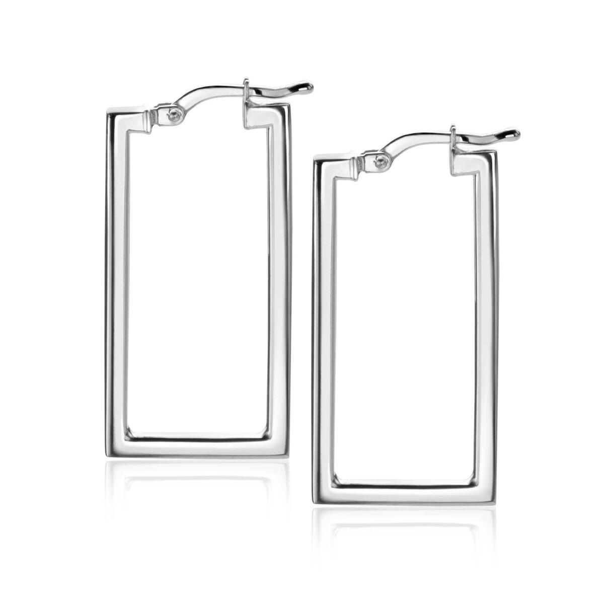 30mm ZINZI Sterling Silver Trendy Hoop Earrings Rectangular Shape width tube 2mm ZIO2337