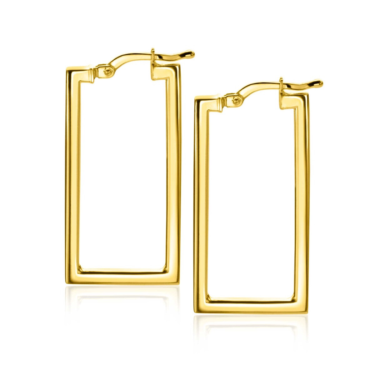 30mm ZINZI Gold Plated Sterling Silver Trendy Hoop Earrings Rectangular Shape width tube 2mm ZIO2337G