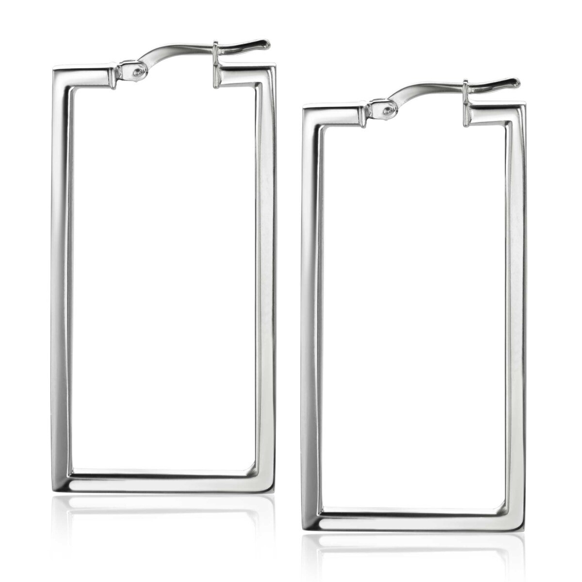 40mm ZINZI Sterling Silver Trendy Hoop Earrings Rectangular Shape width tube 2mm ZIO2337L