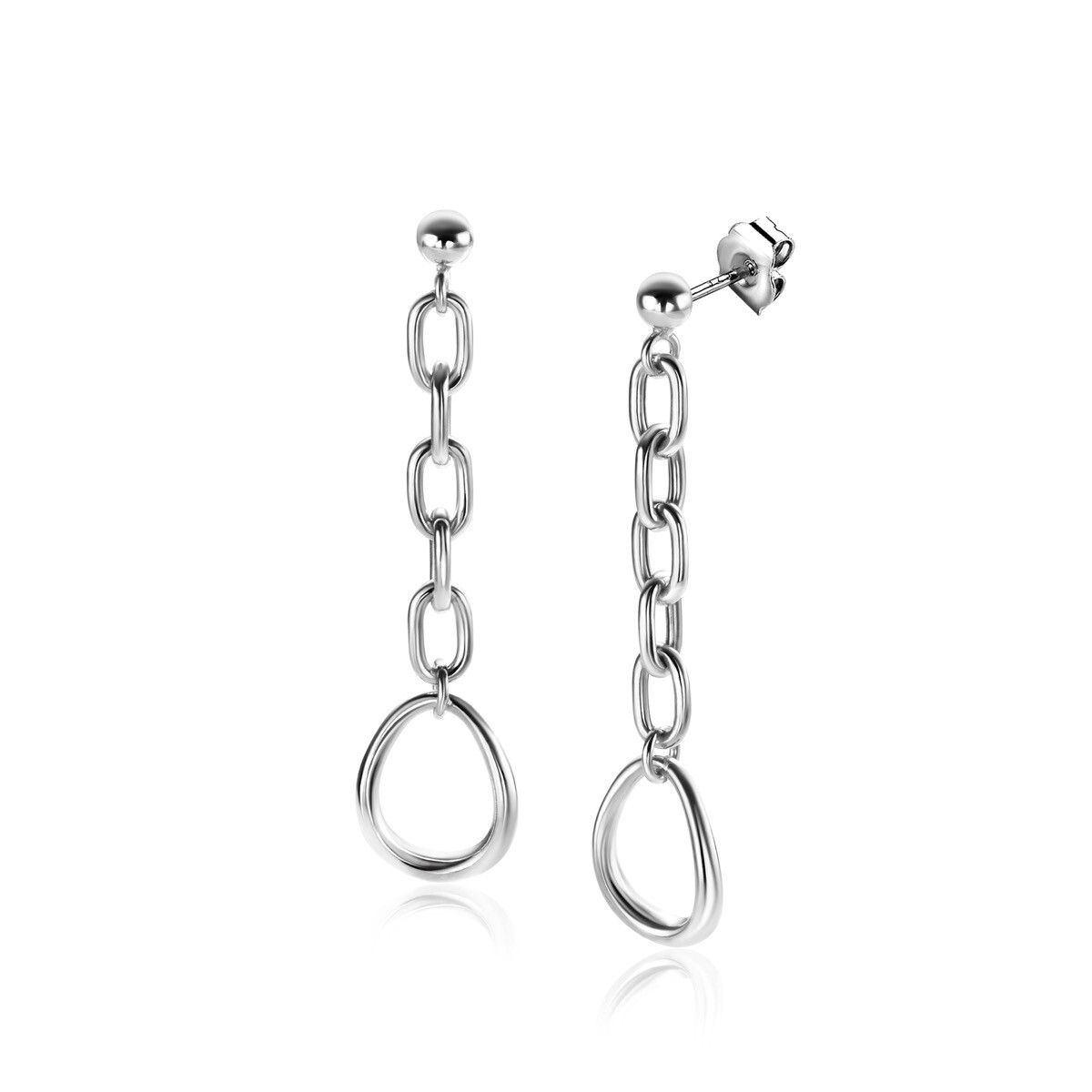 45mm ZINZI Sterling Sterling Silver Earrings Oval Chains ZIO2481