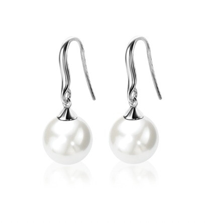 ZINZI Sterling Silver Drop Earrings Pearl White ZIO266