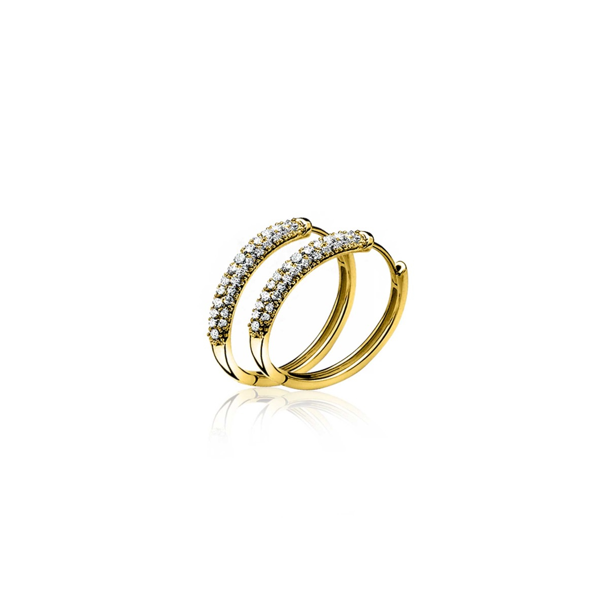 15mm ZINZI Gold Plated Sterling Silver Hoop Earrings White Zirconias 15x3mm ZIO660G