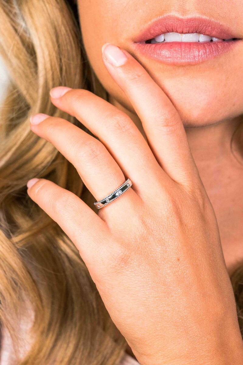 ZINZI Sterling Silver Stackable Ring Beads White 3,5mm ZIR1593