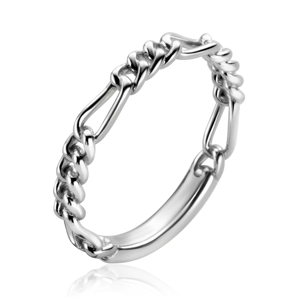 ZINZI Sterling Silver Stackable Ring with Figaro Chain 3mm ZIR2291