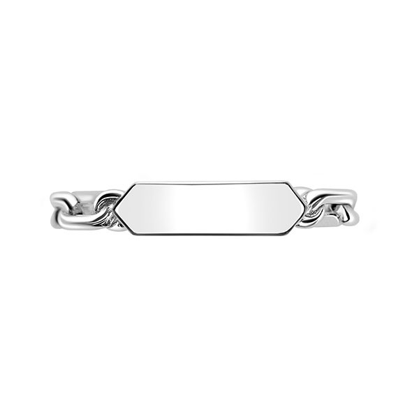 ZINZI Sterling Silver Ring with Paperclip Chains and Rectangular Bar ZIR2530