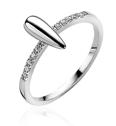 ZINZI Sterling Silver Fantasy Ring with Drop Shape White Zirconias ZIRBF25