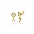 9mm ZINZI 14K Gold Round Earrings Dangling White Zirconia ZGO371