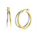 25mm ZINZI 14K Gold Bicolor Hoop Earrings Trendy Double Tube ZGO339B