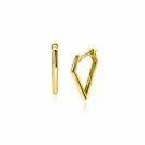 16mm ZINZI Gold 14 ct gold hoop earrings in a diamond shape with a hinged closure 16 x 2mm ZGO526