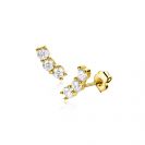 7mm ZINZI Gold 14 ct gold stud earrings with three white cubic zirconias in a row setting ZGO515