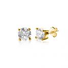 3mm ZINZI 14K Gold Stud Earrings White Zirconia in Prong Setting ZGO385