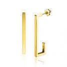 33mm ZINZI Gold 14 karat gold ear studs with large sleek rectangular shape. Size 33 x 2.4mm. ZGO483
