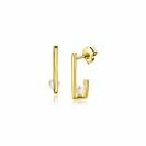 14mm ZINZI 14K Gold Stud Earrings Rectangle and White Pearl ZGO416