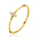 ZINZI Gold 14K Gold Ring with bar set with three white zirconias ZGR531