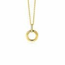 12mm ZINZI Gold 14 ct gold round pendant with a luxurious eye-catching bail, set with white cubic zirconias ZGH512 (no necklace)