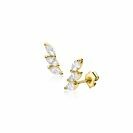 7mm ZINZI Gold 14 ct gold stud earrings with three oval white cubic zirconias ZGO518