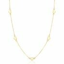 ZINZI Gold 14 carat gold necklace with delicate jasseron links and five open hearts, 5mm wide, 42-45cm ZGC504
