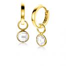 ZINZI 14K Gold Earrings Pendants Round White Zirconia 7mm ZGCH391 (excl. hoop earrings)