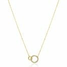 ZINZI 14K Gold Necklace 2 Connected Open Circles White Zirconias 40-43cm ZGC460