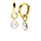 ZINZI 14K Gold Earrings Pendants Drop White Zirconia 7mm ZGCH390 (excl. hoop earrings)