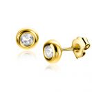 4,5mm ZINZI 14K Gold Stud Earrings Round White Zirconia ZGO318