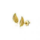 8mm ZINZI Gold 14 ct gold feather stud earrings ZGO522