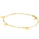 ZINZI 14K Gold  Bracelet Trendy Paperclip Chains 3 Heart Charms 1,8mm width 18,5cm ZGA342