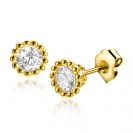 4,5mm ZINZI 14K Gold Stud Earrings Beads White Zirconia ZGO319