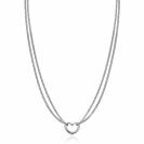 ZINZI Sterling Silver Multi-look Necklace Curb Chain and Open Heart 40-43cm ZIC2516