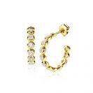 21mm ZINZI gold plated silver half hoop earrings, 4mm tube thickness, set with 12 white zirconias and with butterfly clasp ZIO2573Y
