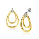 28mm ZINZI Gold Plated Sterling Silver Oval Earrings White Zirconia ZIO2489Y