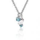 15mm ZINZI Sterling Silver Pendant Light Blue and White Zirconias ZIH2189 (excl. necklace)