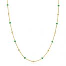 ZINZI Gold Plated Sterling Silver Fantasy Necklace with 13 Green Donuts and Shiny Beads 42-45cm ZIC2509