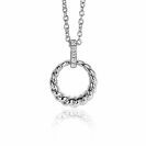 15mm ZINZI Sterling Silver Round Pendant Twist Design Bail Set with White Zirconias ZIH2403 (excl. necklace)