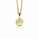 9mm ZINZI gold plated silver Aquarius zodiac charm set with white zirconia ZIHY-WAT (without necklace)