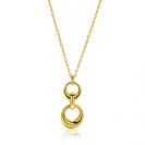 ZINZI gold plated silver link necklace with three organic shapes as pendants 42-45cm ZIC2671