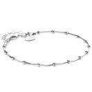ZINZI Sterling Silver Snake Chain Bracelet with Square Cut Chains and 15 Refined Shiny Beads 17-20cm ZIA2471
