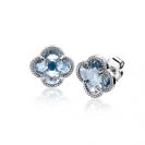 9mm ZINZI silver stud earrings in clover shape with light blue cubic zirconia ZIO2663B