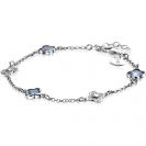 ZINZI silver link bracelet with two silver and three blue clovers 16-19cm ZIA2582
