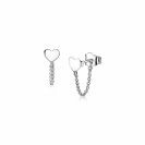 ZINZI Sterling Silver Stud Earrings Heart with Chain ZIO1686