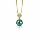 ZINZI Gold Plated Sterling Silver Pendant Green Pearl White Zirconias 18mm ZIH1151GG