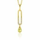 37mm ZINZI Gold Plated Sterling Silver Pendant with Trendy Open Oval Shape White and Drop Pendant Green Peridot ZIH2430 (excl. necklace)