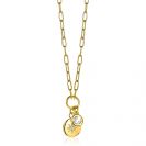 ZINZI Gold Plated Sterling Silver Necklace Coin Pendant with Star and Round Pendant White Zirconia 45cm ZIC1994G