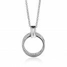 ZINZI Sterling Silver Necklace with Round Pendant (22mm) and White Zirconias 45cm ZIC2266
